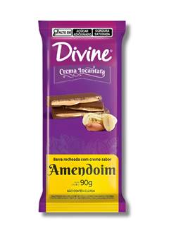 BR CHOC LEITE RECH AMENDOIM 90G DIVINE