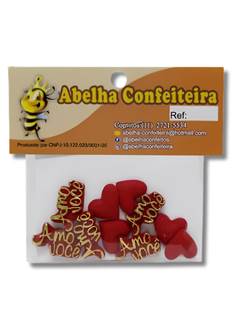 CONFEITOS AMO VOCE C CORACOES ABELHA