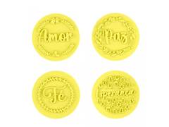 KIT CARIMBO BONS DESEJOS AMARELO 5CM BLUESTAR
