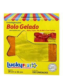 EMB BOLO GELADO 20X22 OURO B 100UN LUCKY