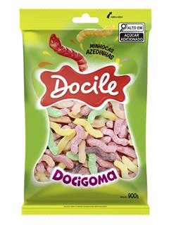 BALA GOMA MINHOCA AZEDINHA 900G DOCILE