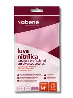 LUVA NITRILIC INDUST ROSA M 12UN VABENE