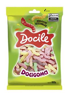BALA GOMA MINHOCA AZEDINHA 600G DOCILE