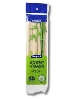 ESPETO BAMBU 25CM 50UN BOMPACK