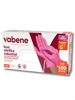 LUVA NITRILIC INDUST ROSA G 100UN VABENE