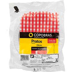 PRATO PLASTICO FUNDO PS BRANCO 15CM COPOBRAS
