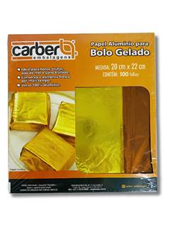 PAPEL ALUMINIO PARA BOLO OURO 20X22 100UN CARBER